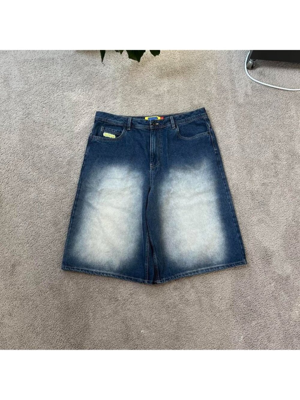 Navy Blue / White Empyre Super Baggy Faded / Skater Denim Shorts / Jorts